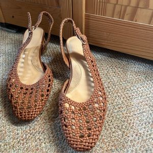 Just fab light brown woven heels